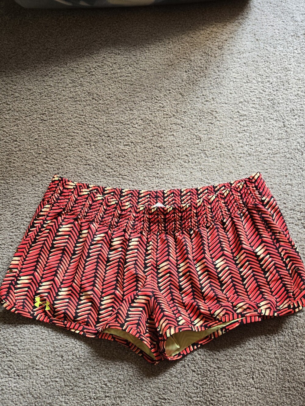 Women’s Red Patterned Under Armour Elastic Waist Shorts